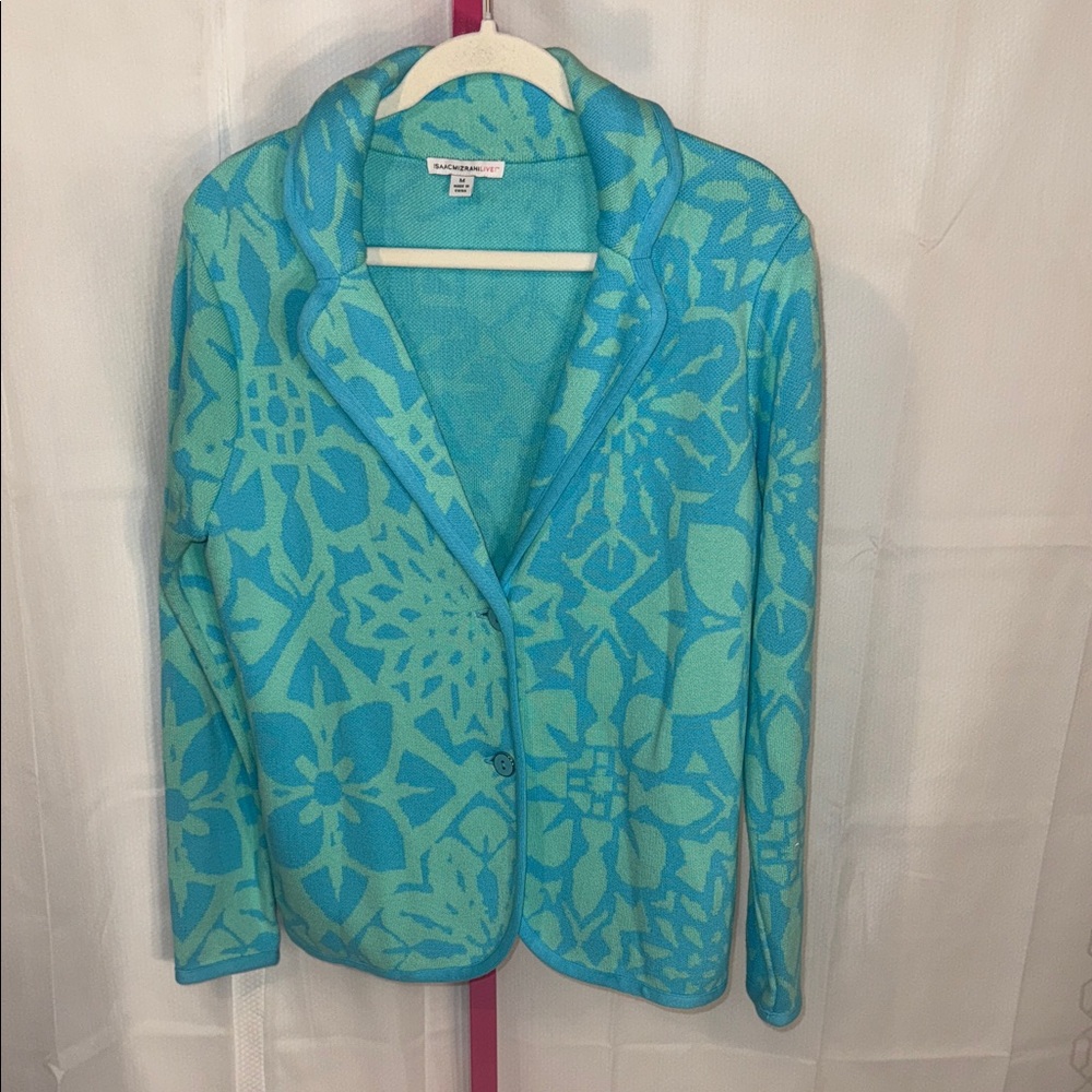 Isaac Mizrahi‎ Blue Floral Jacquard Blazer